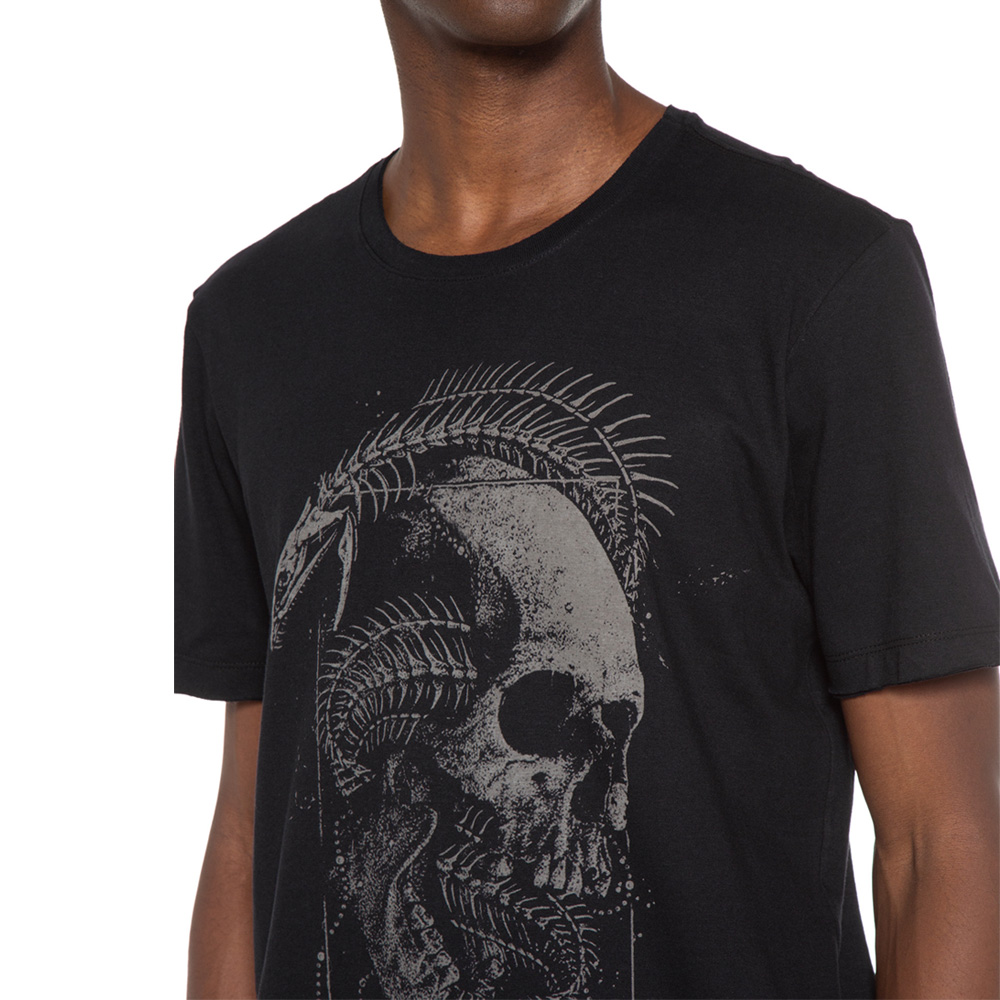 T-shirt Masculina Rlaxed Fit Skull Square - John John - Preto