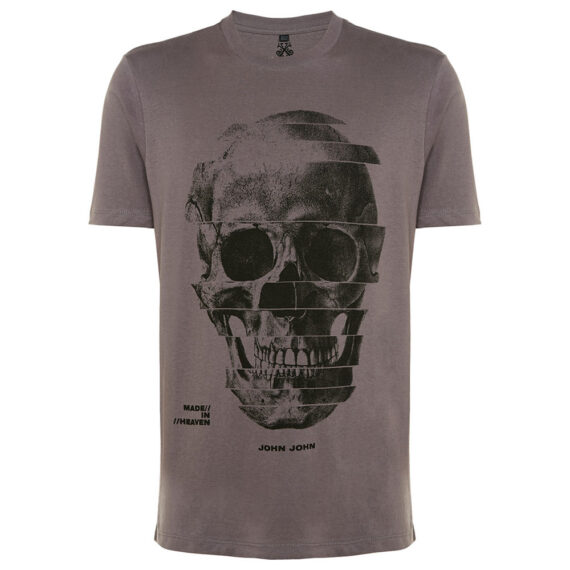Camiseta John John Offset Skull Cinza Escura Masculina