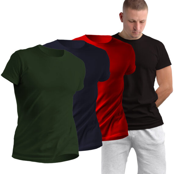 Kit 3 Camisetas Básicas Masculina Lisa Manga Curta Algodão